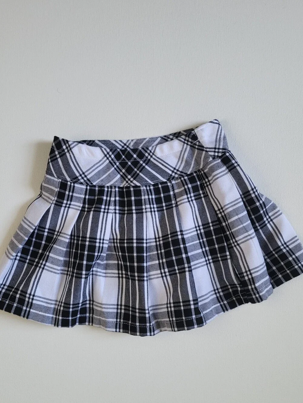 Black and White Plaid Pleated Skort